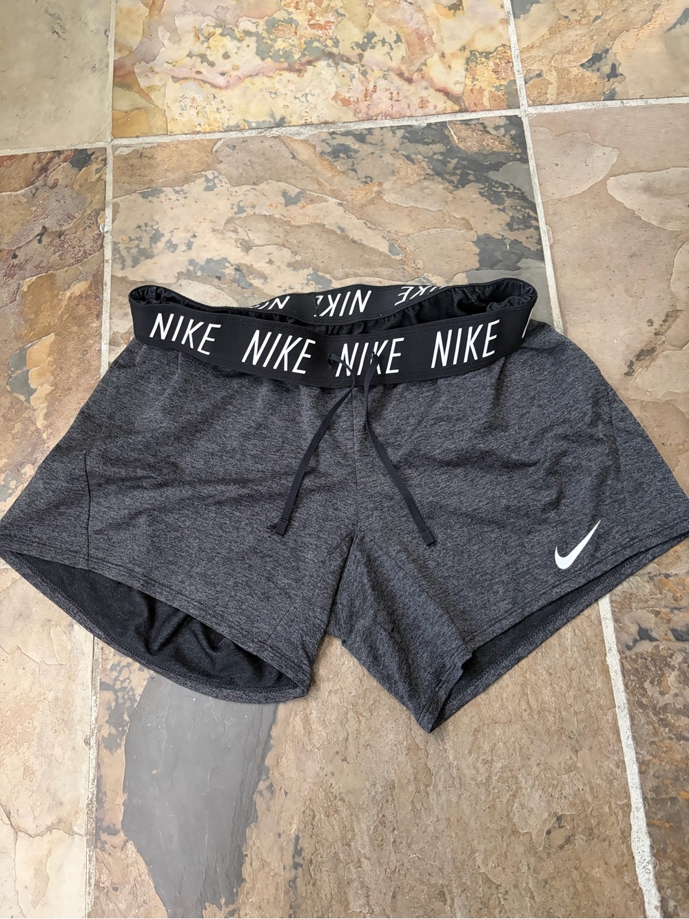 Nike Women's Charcoal Athletic Shorts with Logo Waistband